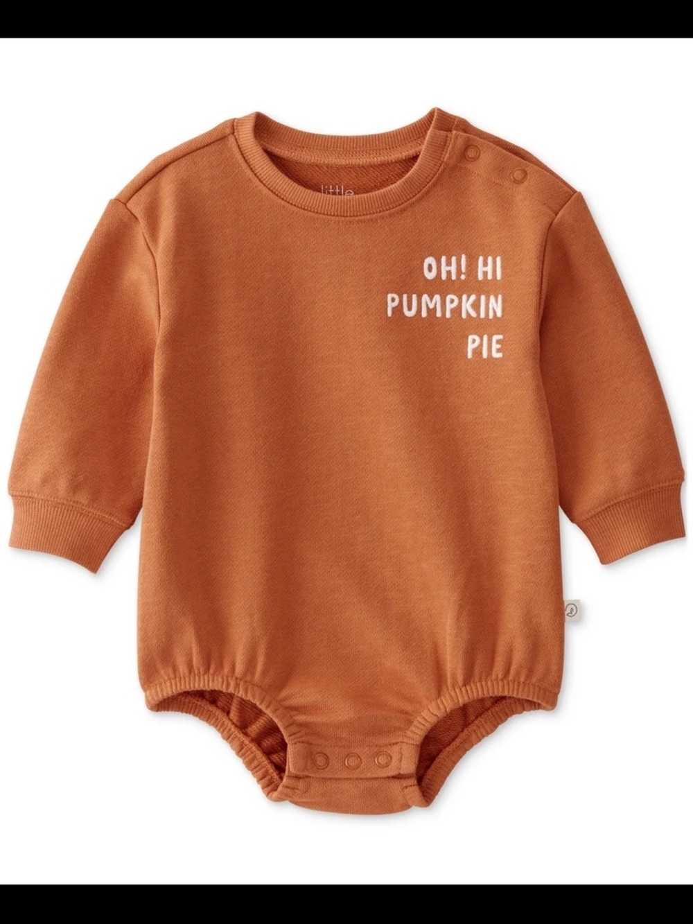 Little Me Rust Orange 'Oh! Hi Pumpkin Pie' Long-Sleeve One-Piece Bodysuit